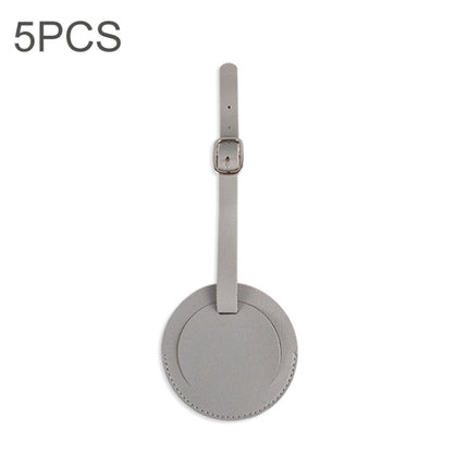 5 PCS Soft-Surface Leather Stitched Round Boarding Pass Luggage Tag