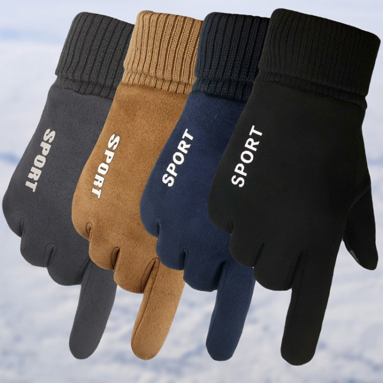 Q35 Suede Men Warm Gloves Touch Screen Sports Cycling Gloves, Q35 Black, Q35 Dark Blue, Q35 Gray, Q35 Khaki