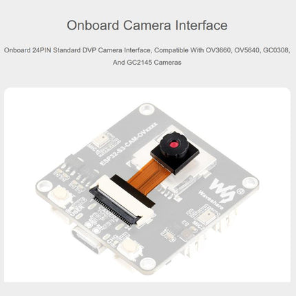 Waveshare ESP32-S3 AIoT Camera Development Board, With GC0308 Camera, With GC2145 Camera, With OV3660 Camera, With OV5640 Camera