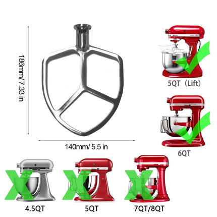 Accesorios de acero inoxidable, para cabezal de batidora KitchenAid 5QT, para cabezal de batidora KitchenAid 6QT, para batidor de varillas KitchenAid 5QT, para gancho amasador KitchenAid 5QT, para batidor de varillas KitchenAid 6QT