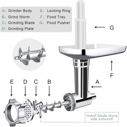 For Kitchenaid Porking Enemy Accessories Dough Maker Grinder Meat Universal Set, Grinder Meat Set (Silver Gray)