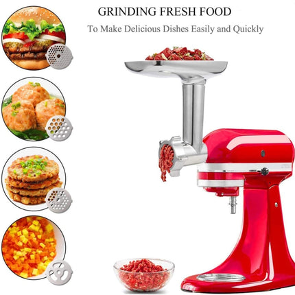 For Kitchenaid Porking Enemy Accessories Dough Maker Grinder Meat Universal Set, Grinder Meat Set (Silver Gray)
