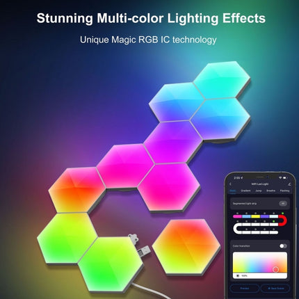 Gaming Ambient Light Smart Chiclet Backdrop Quantum Wall Light, Versions:, 3pcs Bluetooth, 6pcs Bluetooth, 10pcs Bluetooth, 12pcs Bluetooth, 3pcs WIFI, 6pcs WIFI, 10pcs WIFI, 12pcs WIFI