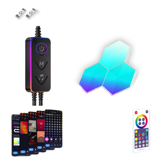 Gaming Ambient Light Smart Chiclet Backdrop Quantum Wall Light, Versions:, 3pcs Bluetooth, 6pcs Bluetooth, 10pcs Bluetooth, 12pcs Bluetooth, 3pcs WIFI, 6pcs WIFI, 10pcs WIFI, 12pcs WIFI