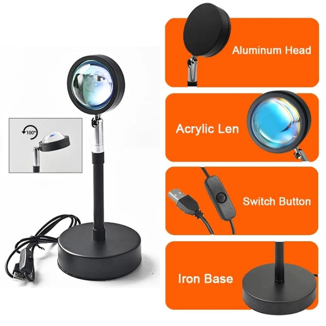 Sunset Background Remote Control RGB Floor Ambient Projection Light, Bluetooth APP