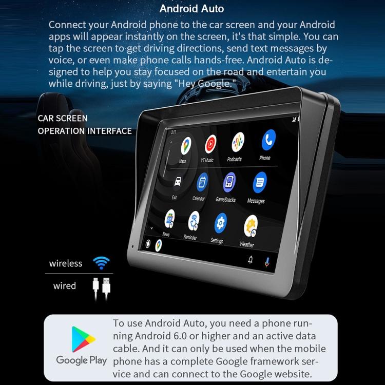 7 inch AHD Wireless CarPlay Car MP5 Player, Support Mobile Phone Interconnection