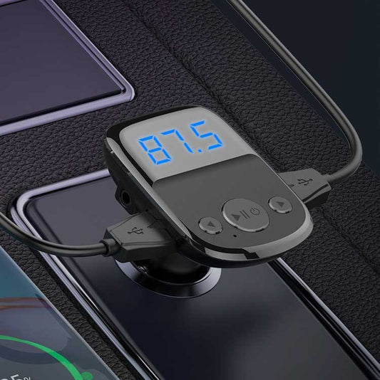 LDNIO C706Q QC3.0+AUTO-ID Car Bluetooth FM Music Digital Display Car Charger, with Micro USB Cable, with 8 Pin Cable, with Type-C/USB-C Cable