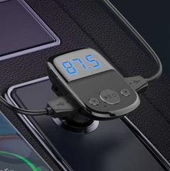 LDNIO C706Q QC3.0+AUTO-ID Car Bluetooth FM Music Digital Display Car Charger, with Micro USB Cable, with 8 Pin Cable, with Type-C/USB-C Cable