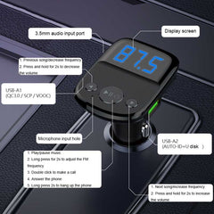 LDNIO C706Q QC3.0+AUTO-ID Car Bluetooth FM Music Digital Display Car Charger, with Micro USB Cable, with 8 Pin Cable, with Type-C/USB-C Cable