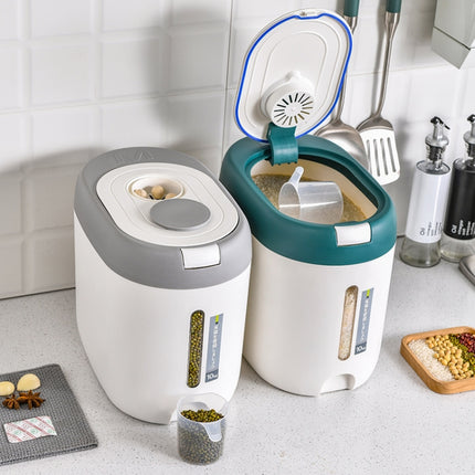 Kitchen Sealed Moisture Dust Proof Storage Rice Bucket, Red 10kg, Red 5kg, Gray 10kg, Gray 5kg, Blue 10kg, Blue 5kg, Green 10kg, Green 5kg