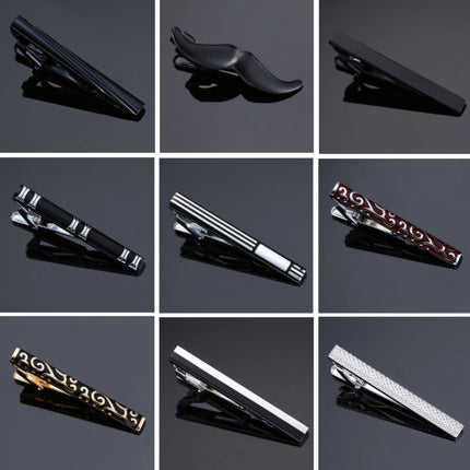 Brass Polished Gum Pattern Business Men Tie Clip, Color: Black Beard, Black Strips, Black Beard, Black Glossy, Black Silver Stripe, Silver Stripe, Red Pattern, Golden Pattern, Silver Black, Silver Batch Flower, Black Batch Flower, Golden Batch Flower  ...