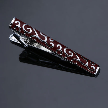 Brass Polished Gum Pattern Business Men Tie Clip, Color: Black Beard, Black Strips, Black Beard, Black Glossy, Black Silver Stripe, Silver Stripe, Red Pattern, Golden Pattern, Silver Black, Silver Batch Flower, Black Batch Flower, Golden Batch Flower  ...