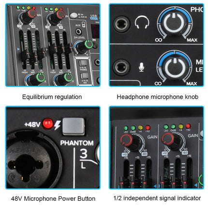 USB Balanced 4-ways Home Computer Recording Bluetooth Sound Card
