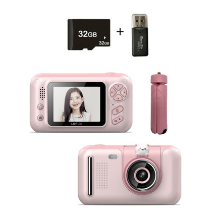 2.4 Inch Children HD Reversible Photo SLR Camera, Pink, Yellow Blue, Pink With Bracket, Yellow Blue With Bracket, Pink + 8G Memory Card + Card Reader, Pink + 16G Memory Card + Card Reader, Pink + 32G Memory Card + Card Reader���������������������������...