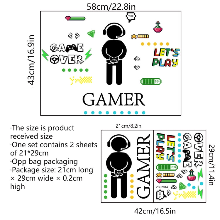 ZSG201 Gamepad Luminous Sticker Living Room Bedroom Self-adhesive Luminous Decorative Wall Sticker, Color:, Green Light, Blue Light