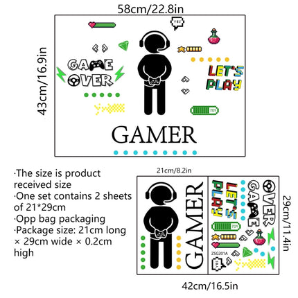 ZSG201 Gamepad Luminous Sticker Living Room Bedroom Self-adhesive Luminous Decorative Wall Sticker, Color:, Green Light, Blue Light