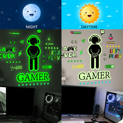 ZSG201 Gamepad Luminous Sticker Living Room Bedroom Self-adhesive Luminous Decorative Wall Sticker, Color:, Green Light, Blue Light