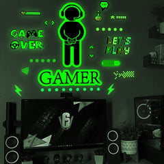 ZSG201 Gamepad Luminous Sticker Living Room Bedroom Self-adhesive Luminous Decorative Wall Sticker, Color:, Green Light, Blue Light