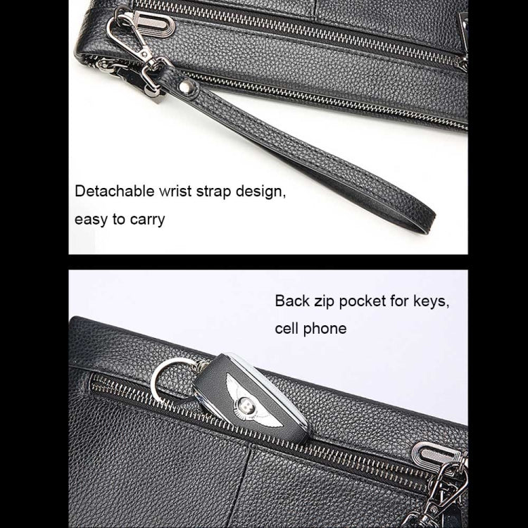Bopai 12-122271 Large-capacity Business Men Wear-resistant Leather Clutch Bag