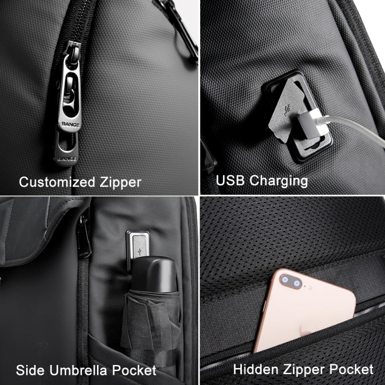 BANGE BG-2575 Diebstahlsicherer, wasserdichter Laptop-Rucksack 15,6 Zoll für die tägliche Arbeit und das Geschäft, BG-2575 Schwarz, BG-2575 Grau