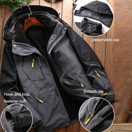 LSM-121 Men Autumn And Winter Jackets Grab Fleece Inner Lining Outdoor Hiking Clothes, 6XL