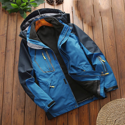LSM-121 Men Autumn And Winter Jackets Grab Fleece Inner Lining Outdoor Hiking Clothes, 6XL