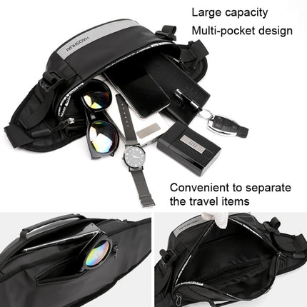 HAOSHUAI Outdoor Running Waist Bag With Reflecting Strip Chest Bag, 1100-6 Khaki, 1100-6 Dark Blue, 1100-6 Black)