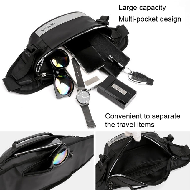 HAOSHUAI Outdoor Running Waist Bag With Reflecting Strip Chest Bag, 1100-6 Khaki, 1100-6 Dark Blue, 1100-6 Black)