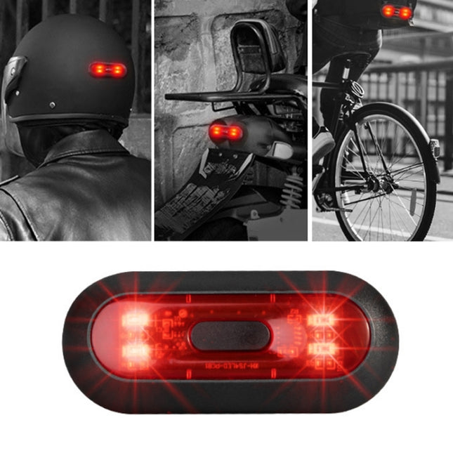 Motorbike Helmet Warning Light USB Rechargeable Waterproof Tail Light, 4 Beads, 4 Beads B Model, 10 Beads