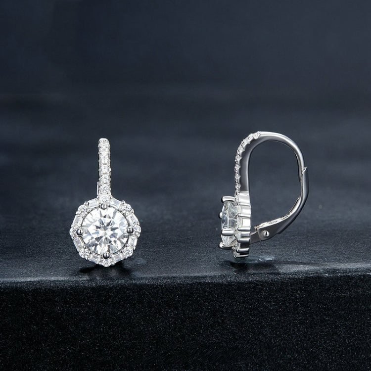 S925 Sterling Silver Moissanite Zirconia Elegant Earrings White Gold Plated