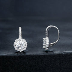 S925 Sterling Silver Moissanite Zirconia Elegant Earrings White Gold Plated