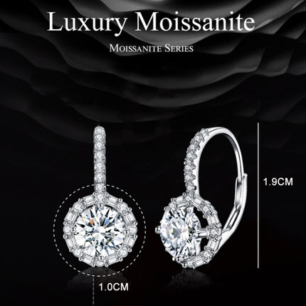 S925 Sterling Silver Moissanite Zirconia Elegant Earrings White Gold Plated