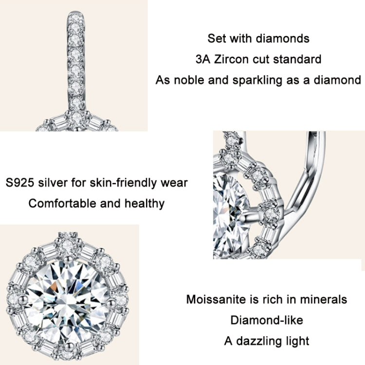S925 Sterling Silver Moissanite Zirconia Elegant Earrings White Gold Plated