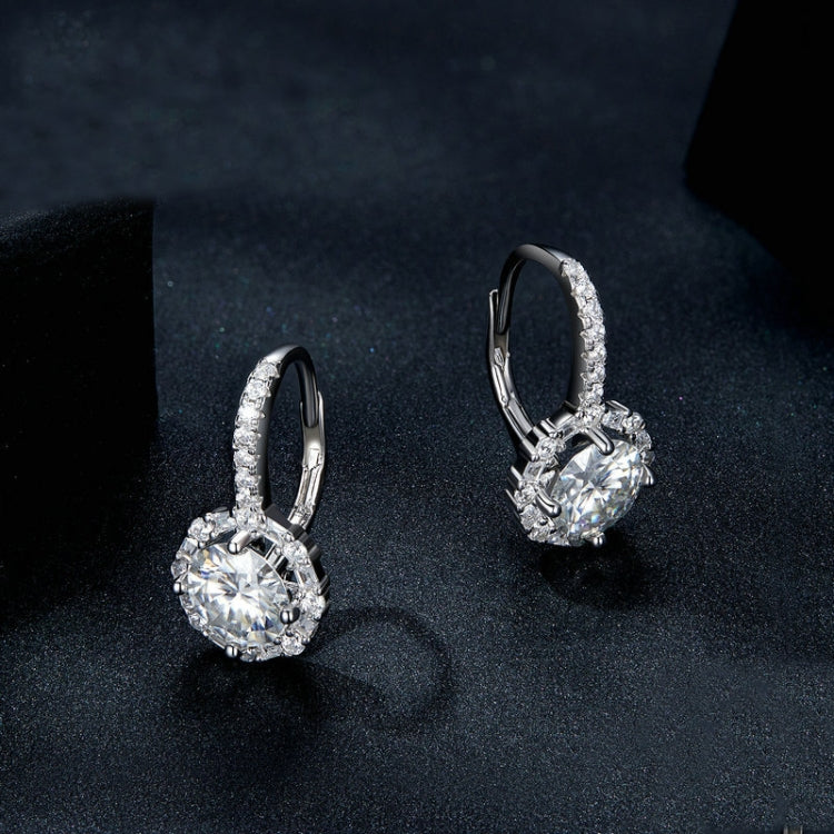 S925 Sterling Silver Moissanite Zirconia Elegant Earrings White Gold Plated