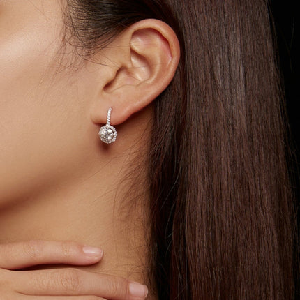S925 Sterling Silver Moissanite Zirconia Elegant Earrings White Gold Plated