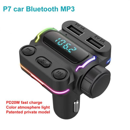P7 PD20W QC3.0 Dual Fast Charging Car MP3 Player FM Transmitter, P7
