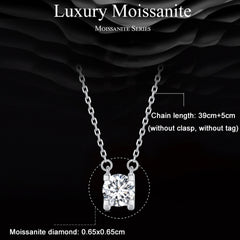 Sterling Silver S925 Sparkling Moissanite Pendant White Gold Plated Necklace