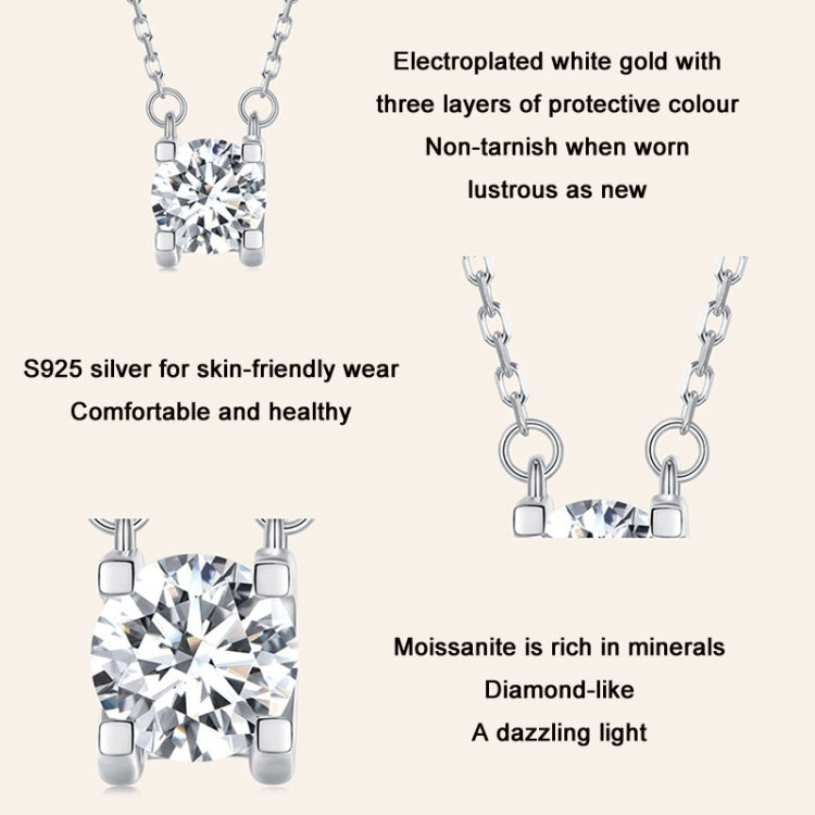 Sterling Silver S925 Sparkling Moissanite Pendant White Gold Plated Necklace