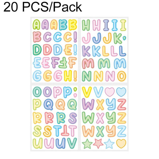 20 PCS ZPKTZM Children Cartoon Colorful Letters Stickers DIY Lunch Box Mark Waterproof Sticker, Waterproof Sticker