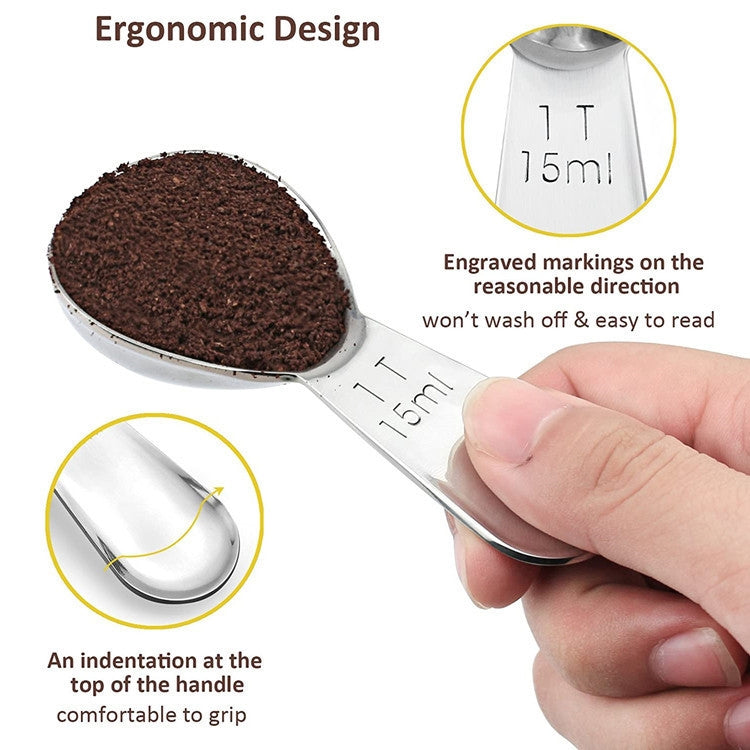 YG-MC12 304 Thickened Stainless Steel Coffee Spoon Scales Scaling Spoon, Large, Small