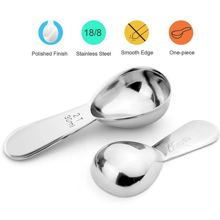 YG-MC12 304 Thickened Stainless Steel Coffee Spoon Scales Scaling Spoon, Large, Small