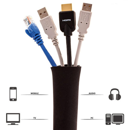 3 In 1 0.5m Kit  Cord Management Organizer Kit Cable Sleeve With Zipper Cable Clip, 5 In 1, 3 In 1 0.5m Kit, 4pcs Zipper Ties, 3 In 1 5m Kit