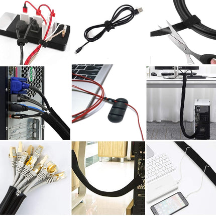 3 In 1 0.5m Kit  Cord Management Organizer Kit Cable Sleeve With Zipper Cable Clip, 5 In 1, 3 In 1 0.5m Kit, 4pcs Zipper Ties, 3 In 1 5m Kit