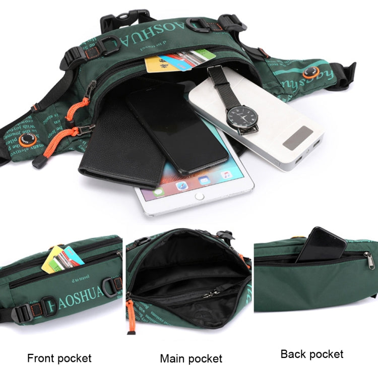 HAOSHUAI 5132 Outdoor Men Waist Bag Sports Running Chest Bag, 5132 Dark Blue, 5132 Black, 5132 Army Green, 5132 Dark Green, 5132 Camouflage