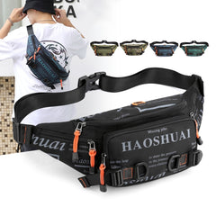 HAOSHUAI 5135 Outdoor Men Waist Bag Waterproof Nylon Cloth Men Bag, 5135 Dark Blue, 5135 Black
