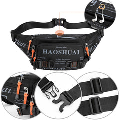 HAOSHUAI 5135 Outdoor Men Waist Bag Waterproof Nylon Cloth Men Bag, 5135 Dark Blue, 5135 Black