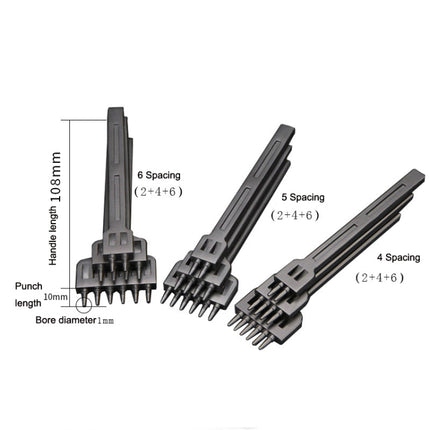 ER061 DIY Hand-sewn Leather Round Punch Tools Alloy Steel Platoons Rushing, Style:, 4mm Set, 5mm Set, 6mm Set, 4mm-2 Holes, 4mm-4 Holes, 4mm-6 Holes, 5mm-2 Holes, 5mm-4 Holes, 5mm-6 Holes, 6mm-2 Holes, 6mm-4 Holes, 6mm-6 Holes