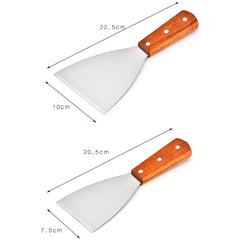 2pcs Stainless Steel Pizza and Steak Shovel Wooden Handle Slanted Shovel Kitchen Tool, S, L