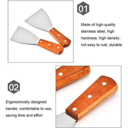 2pcs Stainless Steel Pizza and Steak Shovel Wooden Handle Slanted Shovel Kitchen Tool, L, S