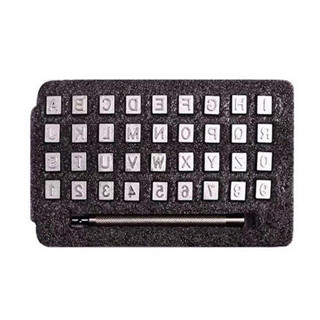 36 In 1 Leather English Print Punch Digital Seal Craft Leather Carving Tools, Size:, 3.5mm 36 In 1, 6.5mm 36 In 1